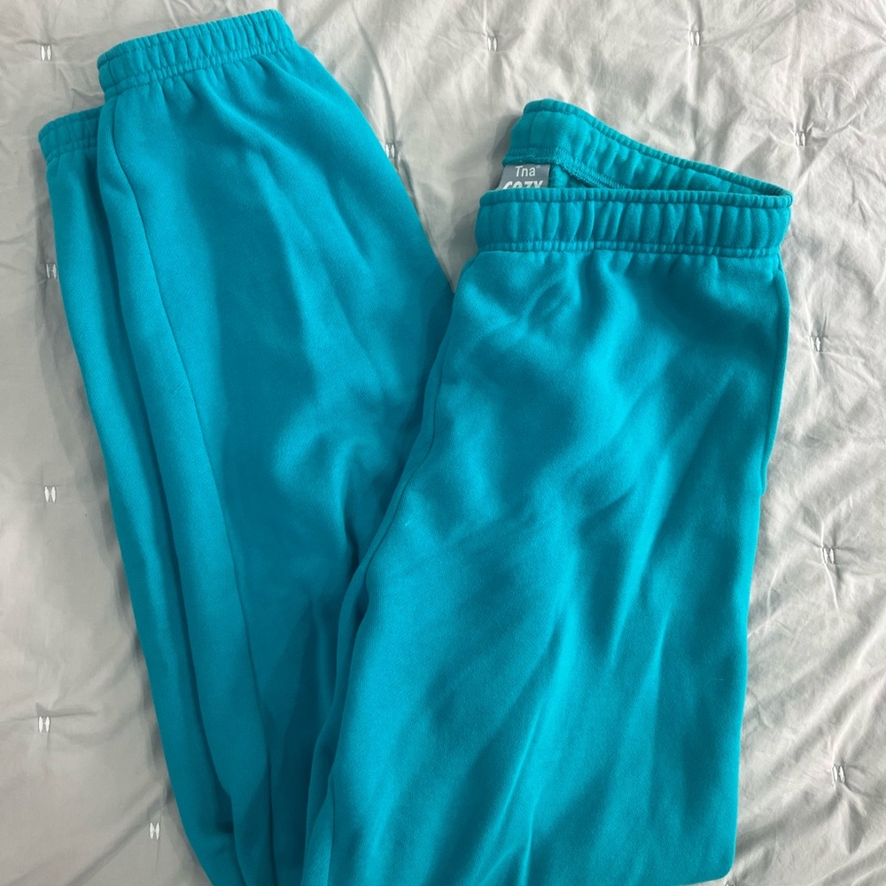 Aritzia TNA Cozy Fleece Mega Sweatpants Teal Blue Green